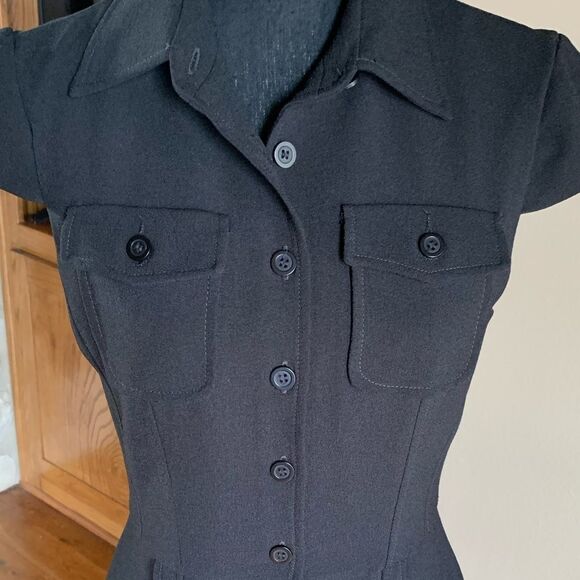 Vintage Black Button Down Dress size 8 - Picture 3 of 11